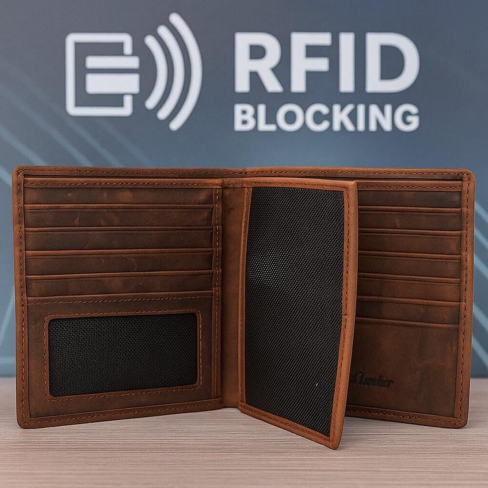 4439 Bifold Leather RFID Blocking Wallet & | Leather Holder With 20 Slots - Picture 6 of 9